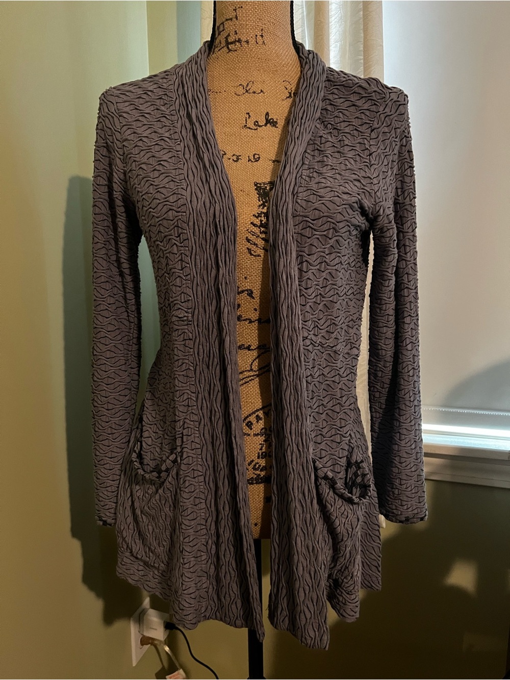 Habitat Gray Textured Open-Front Cardigan